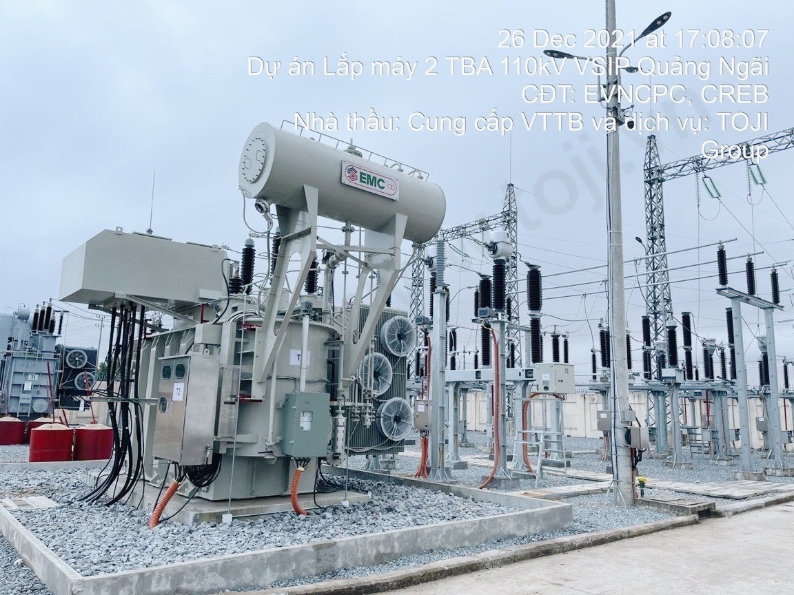 Máy biến áp 40MVA 110kV EMC lắp tại trạm biến áp VSIP Quảng Ngãi (Nguồn: Toji Group)