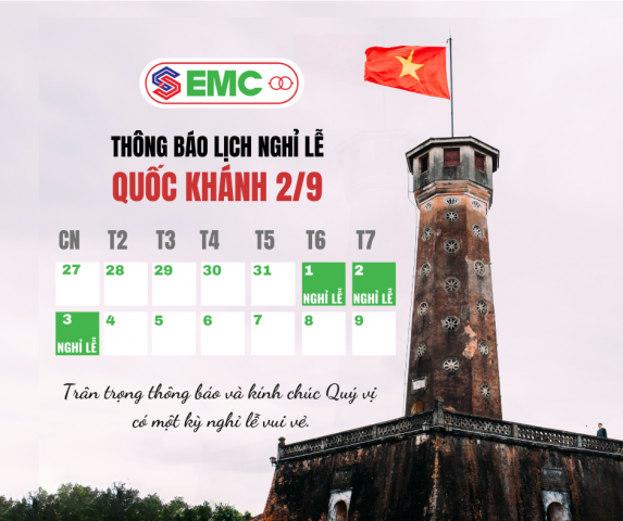 EMC announce the holiday time of Vietnam’s National Day on September 2nd holidays